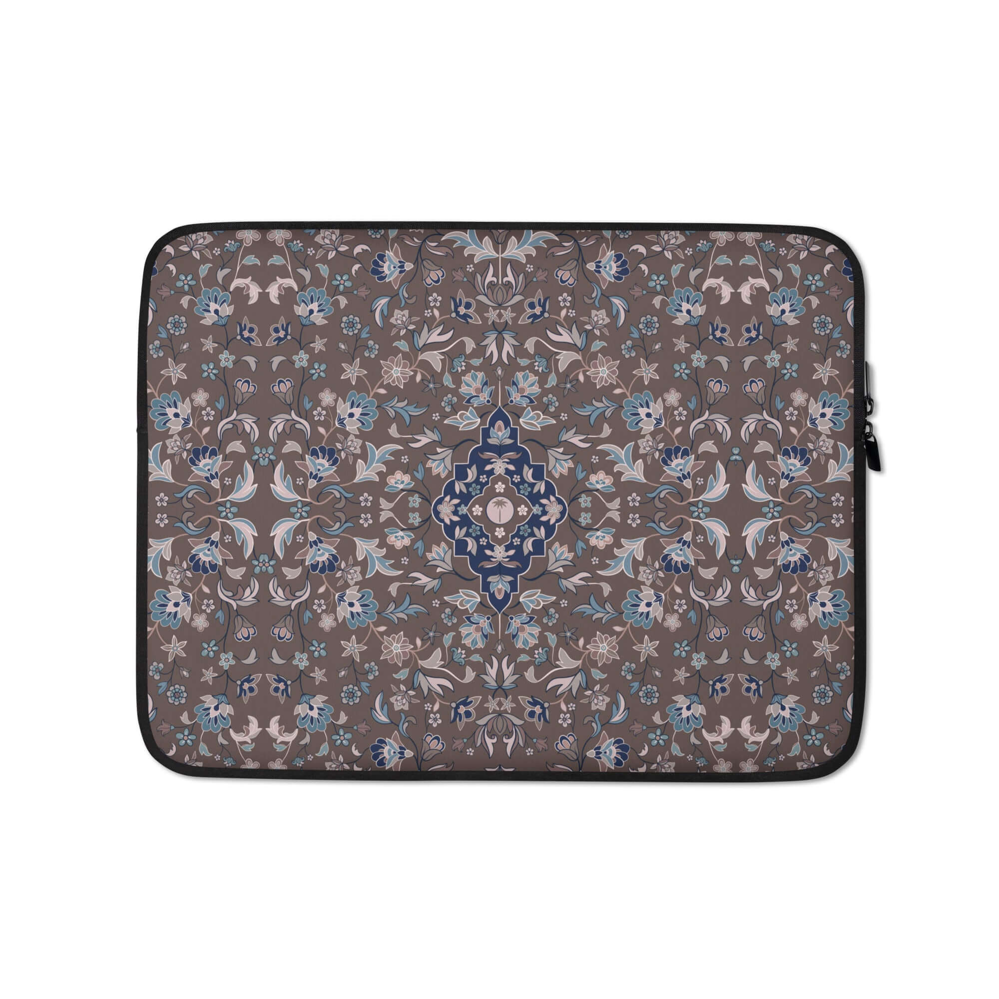 haramain brown laptop sleeve islamic gift featuring intricate carpet pattern design